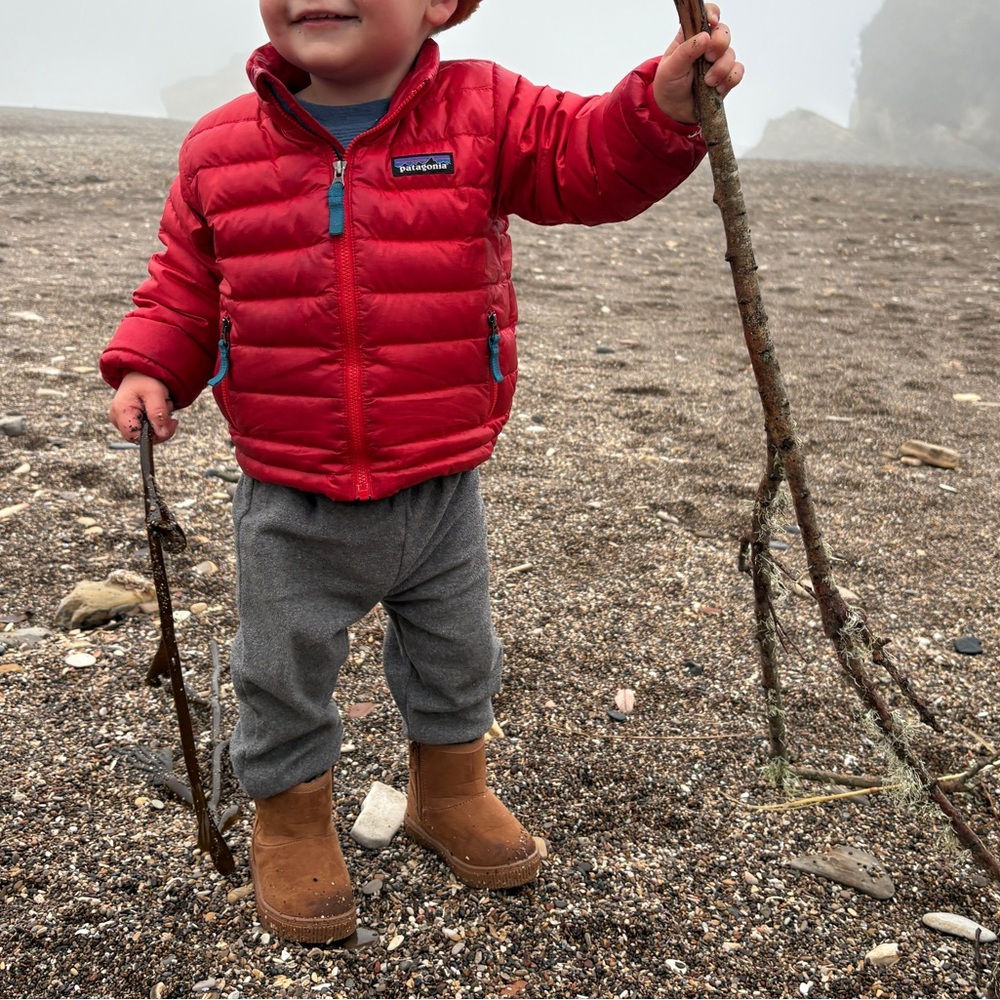 Red Patagonia Baby down jacket